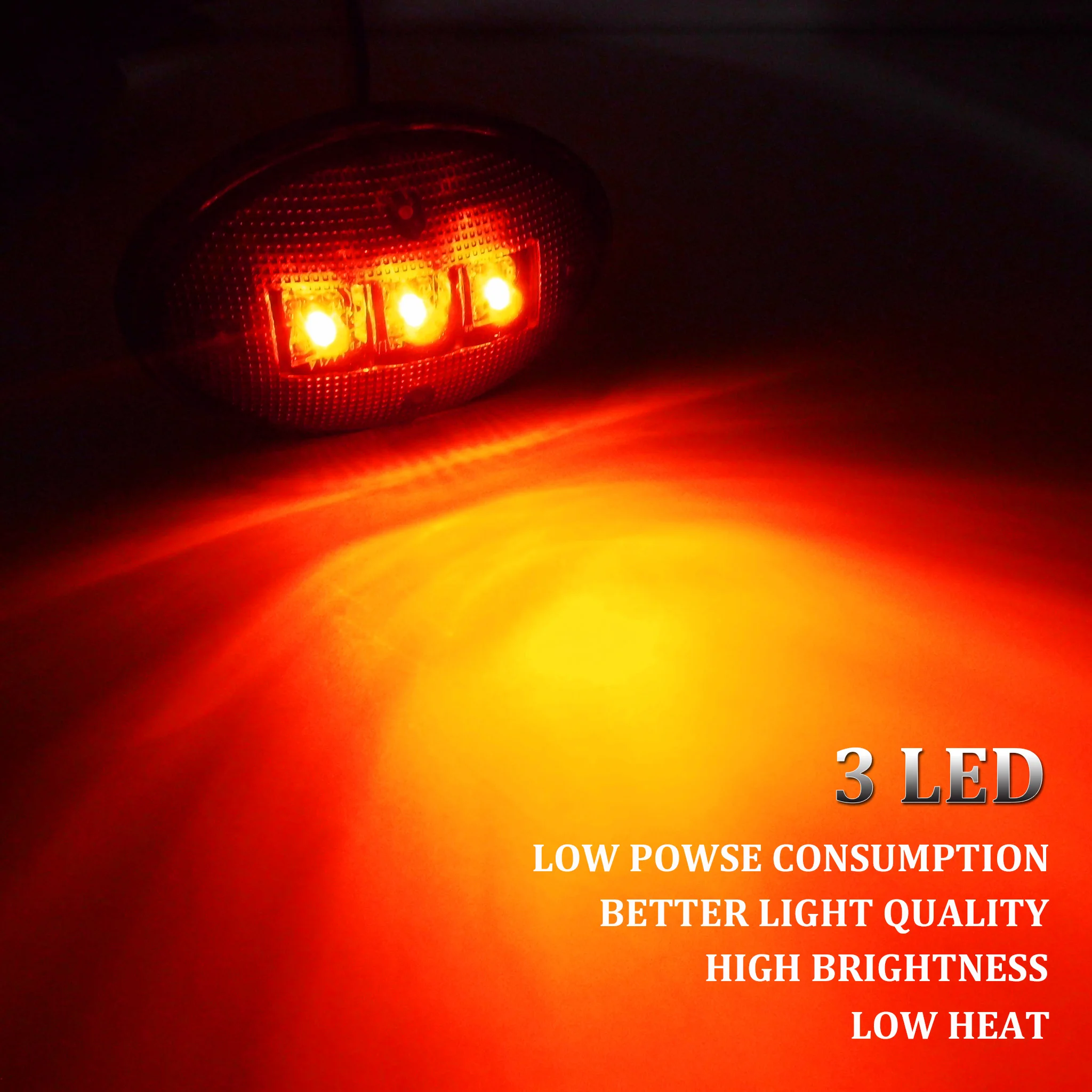 4Pcs Dually Bed LED Fender Side Marker Lights Smoked Amber Red for 1999-2010 Ford F350-F550 Trucks 12V