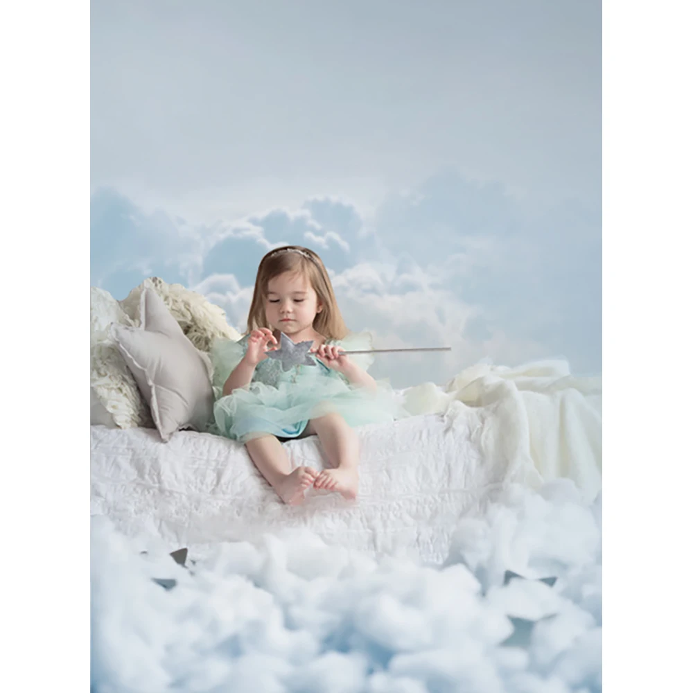 Mocsicka Blue Sky Background Clouds Kids Portrait Photography Sunset Boy Girl Birthday Photostudio Plane Flying Poly Backdrop