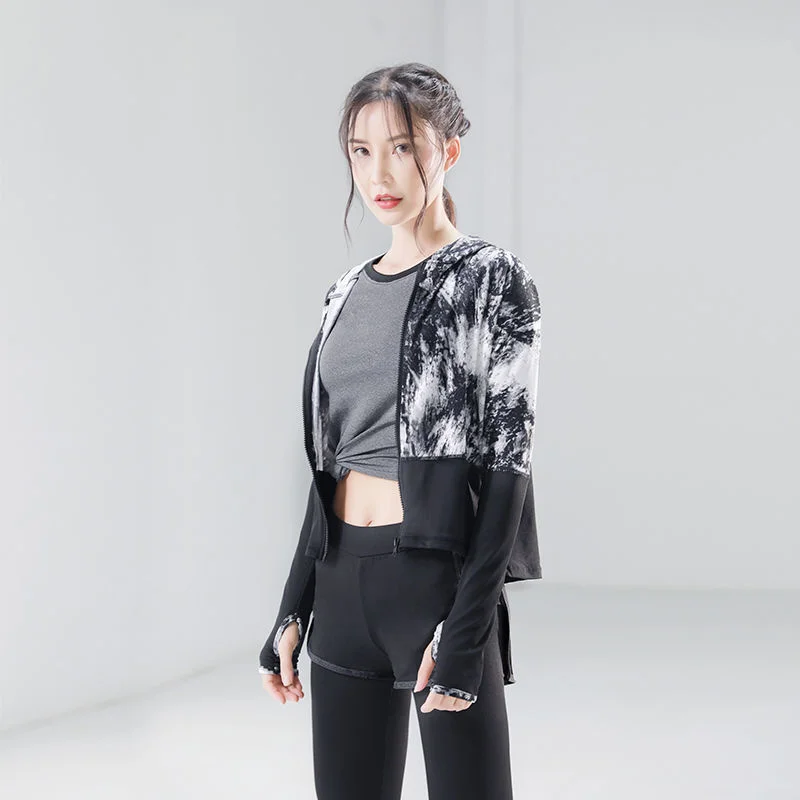 

Yoga Crop Top Jacket Women's Autumn Winter Clothes Red Sports Long Sleeve Running Mujer Camisetas