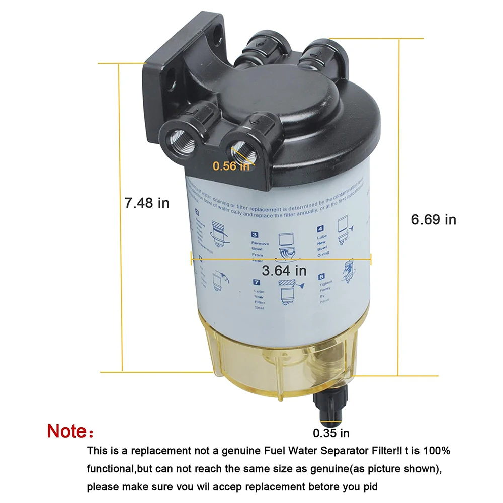 S3213 Fuel Water Separator Filter Assembly Compatible with Outboard Motor Mercury Yamaha Racor Sierra Engine Boat 10 Micron