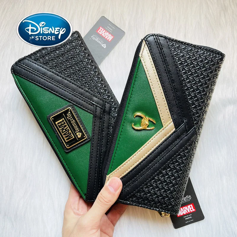 Disney Marvel PU Wallet Loki Super Hero Zipper Long Wallet Girl Children Coin Purse Women Clutch Birthday Gifts