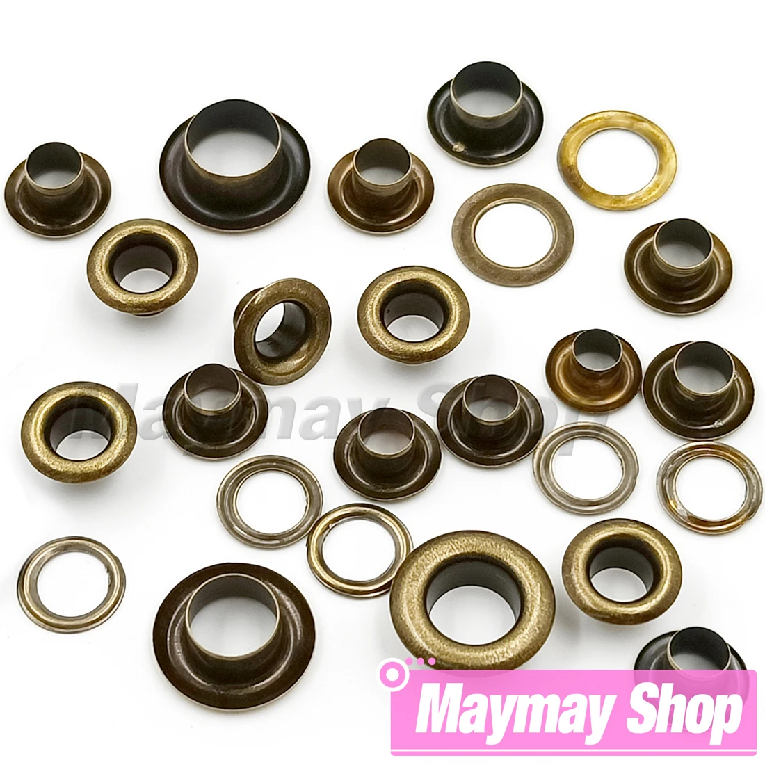 100Pcs Copper Color Hole Metal Eyelets Grommets with Washer For Leathercraft Diy Accessories Clothes Cap Bag Tags Shoes Belt