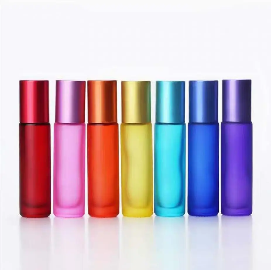 

10ml frosted colorful glass bottle roll ball eye cream/perfume/essential oil lip gel glosses deodorant make up cosmetic packing