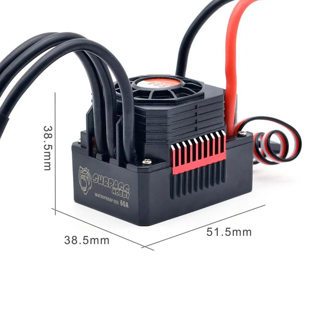 Surpass Hobby XT60 Plug 60A 80A 120A ESC&3650 5200KV 5900KV 6900KV 7700KV 9000KV Waterproof Brushless Motor for 1/10 RC Car