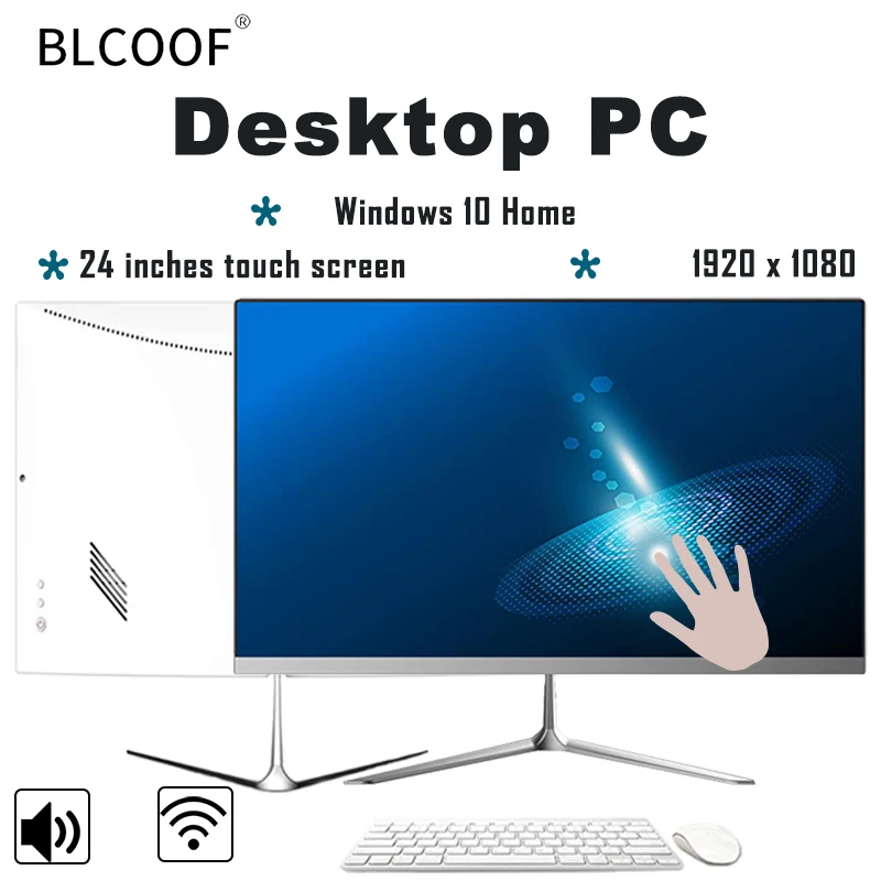 Touch Screen All-In-One Desktop10-Point Capacitieve 24 "Gaming Pc Desktop Computer Compleet Volledige Set Ondersteuning Wifi pc Alles In Een