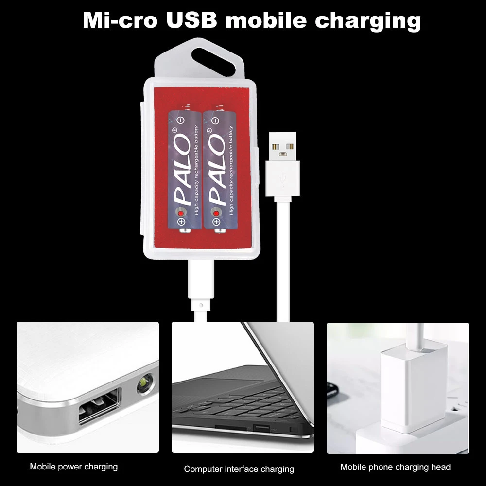 PALO AA + AAA rechargeable AA 1.5V 2800mWh/1.5V AAA 900mWh Li-ion battery flashlight toys watch 1.5v lithium aa battery