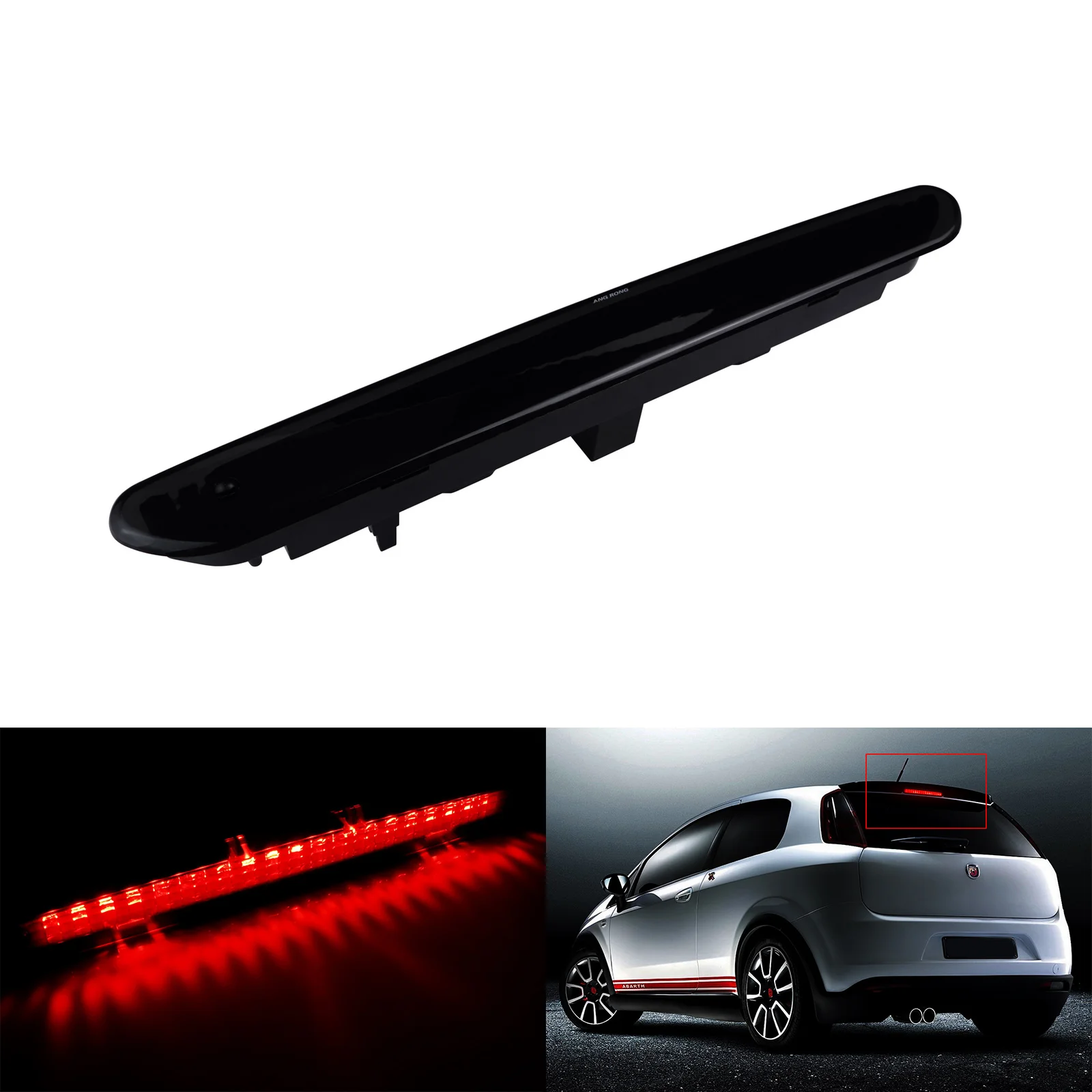 ANGRONG 1x For Fiat Abarth Grande Punto Evo LED High Level Third Tail Brake Rear Light Black Lens