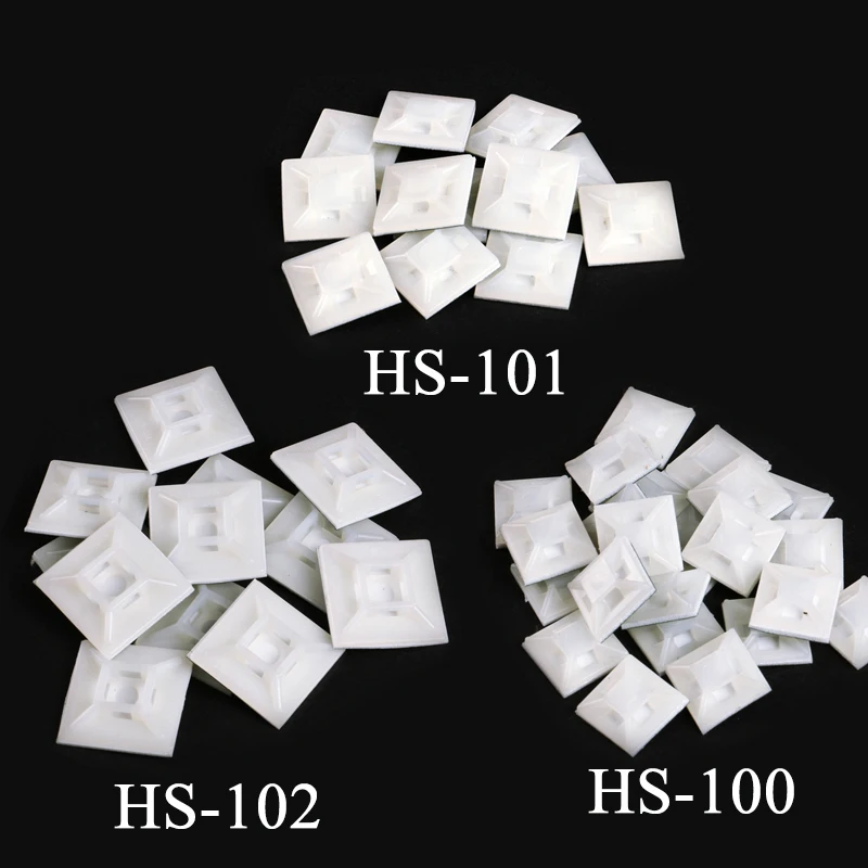 100Pcs Self Adhesive Stick-on Mounts For Cable Ties / Routing Looms Wire & Cable Base Clamps Clip