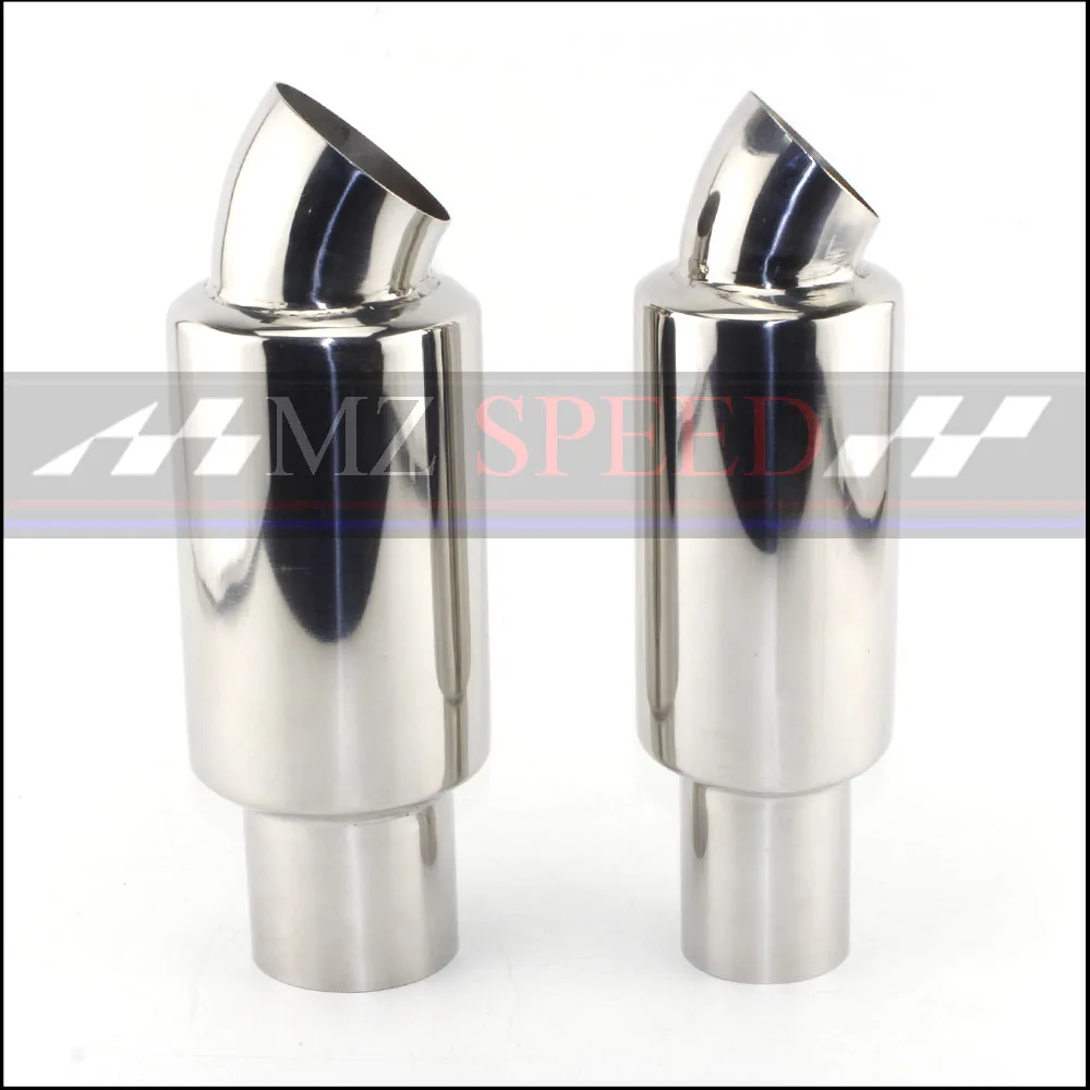 

Car Muffler Exhaust Pipe Tip Polished Stainless Steel Burnt Tip And Silencer 2.5 "inlet to 89mm outlet Exhaust tip Muffler