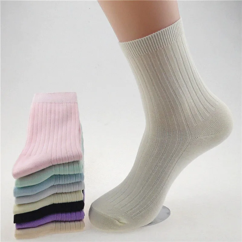 6 Pairs Women Socks Spring Summer In High-Grade Bamboo Fiber Socks Candy Color Tube Fashion Women Autumn Winter Cotton Socks