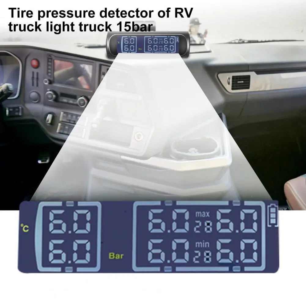 

50% Hot Sales Tyre Pressure Monitor Solar Power Large LCD Screen ABS 15 Bar Sensitive TPMS Tire Pressure Monitoring System Senso