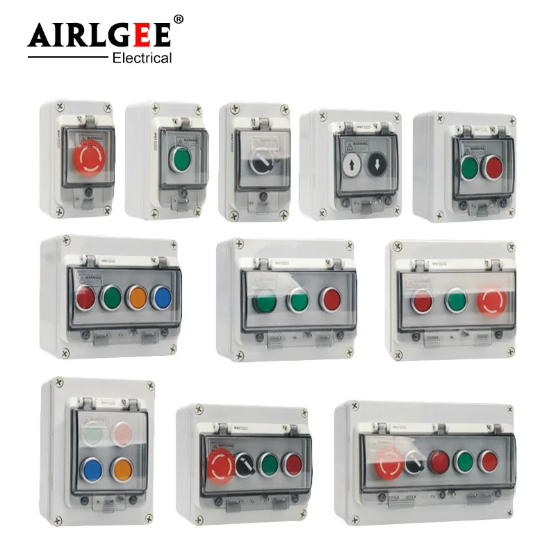 Waterproof Button Box Switch Control Box Start Stop Switch Box With Protective Cover Emergency Stop Buttonl Box Customizable