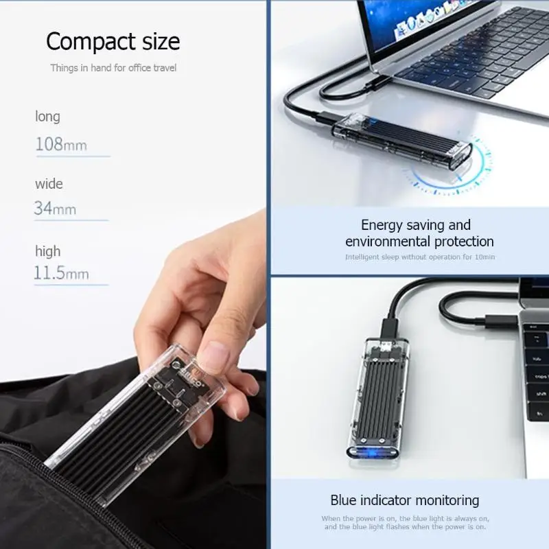 ORICO TCM2F-C3 M2 SSD Ốp Lưng NGFF M.2 Để USB3.1 Loại C 5Gbps Trong Suốt Ổ Cứng Cho M.2 NGFF SATA B Key SSD Đĩa Hộp