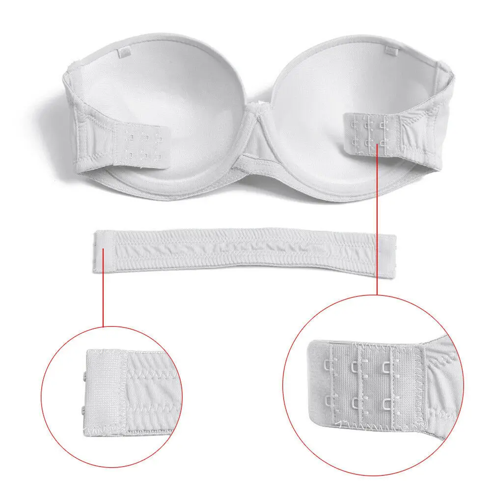 Vgplay Push-up Women Bra Solid White Padded Strapless Lingerie Backless Transparent Strap Halter Bralette Big Cup A B C D E