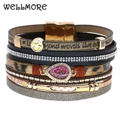 WELLMORE 6 colors bohemia Leather bracelets for women luxury magnet charm bracelets fashion female jewelry dropshipping