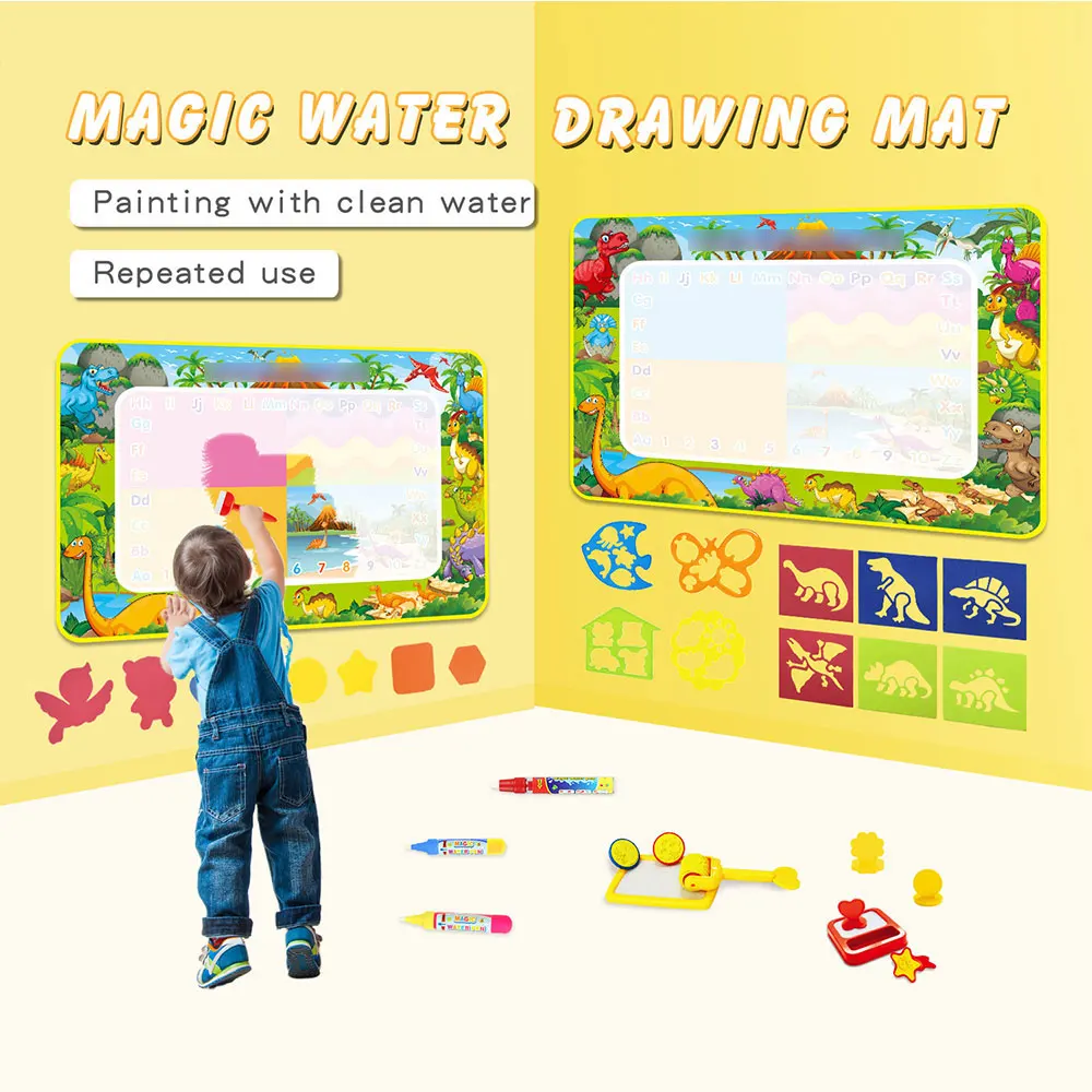 Kinder Wasser Doodle Matte Dinosaurier Stil Zeichnung Matte Pädagogisches Spielzeug Färbung Bücher Magie Malerei Bord Spielzeug Set Kinder Geschenke