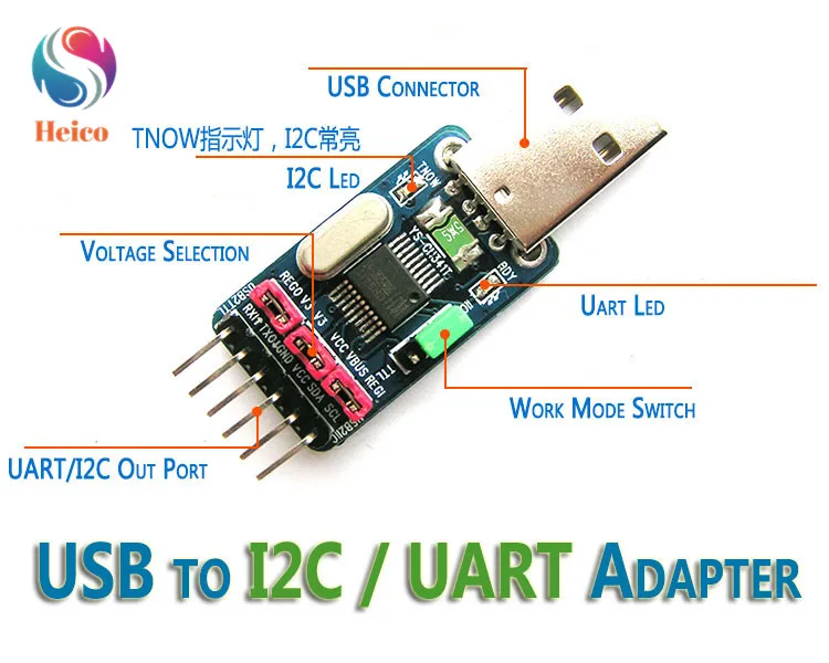 USB To TTL UART I2C Converter Adapter Module Serial Convertor With 6P DuPont Line/USB Extension Line for Arduino