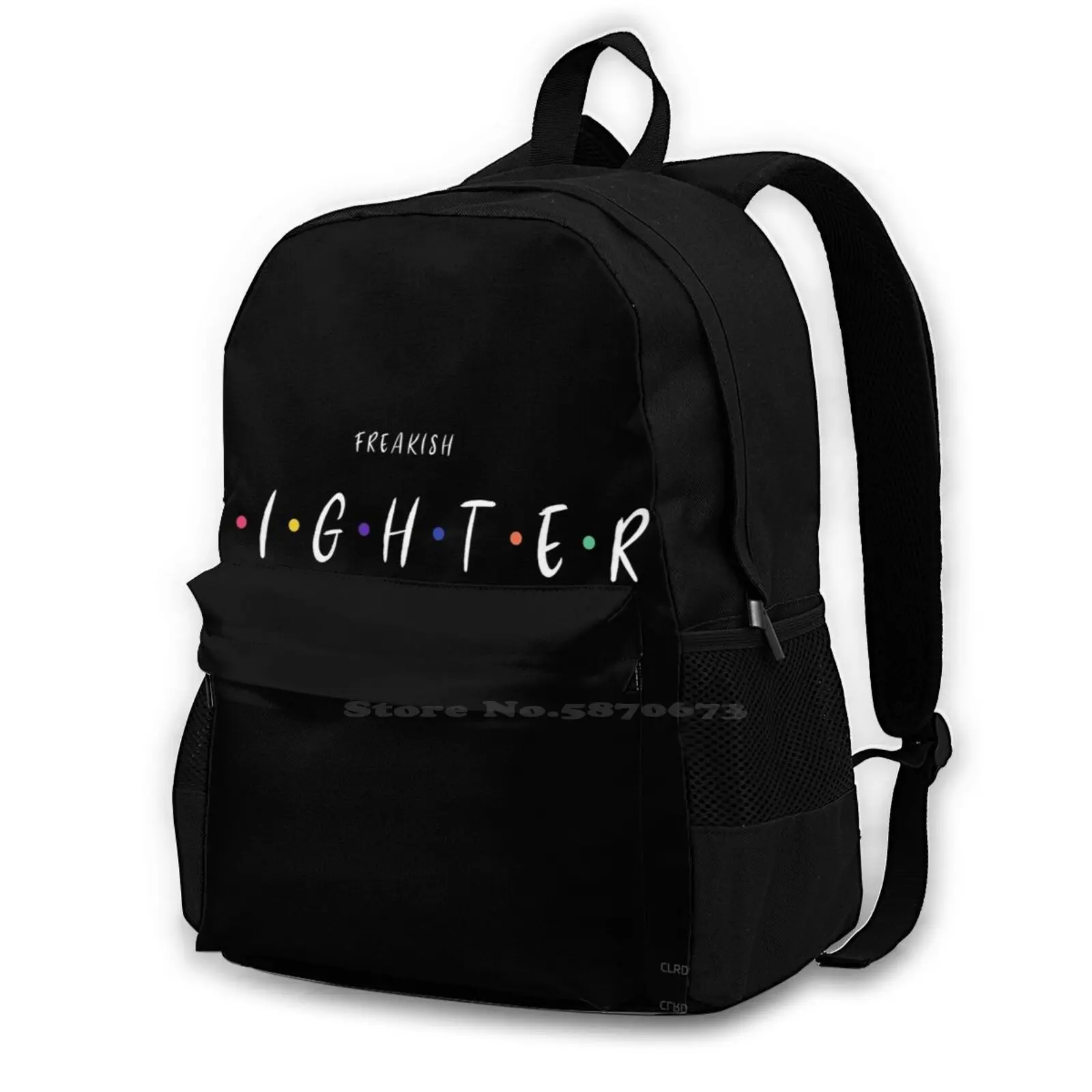 Wht Txt Fighter Friends Women Men Teens Laptop Travel School Bags Friends Boxing Muay Thai Clrdmoney Fighter Fight