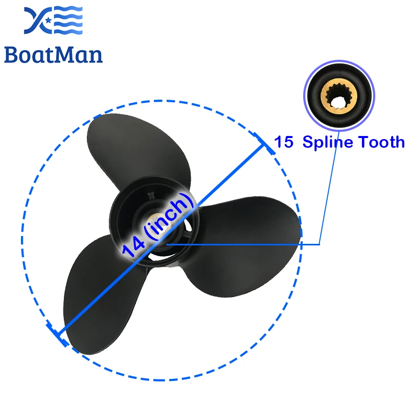 Boat Outboard Propeller 14x11 For Tohatsu Engine 60HP 90HP 115HP 140HP Aluminum 15 Tooth Spline 3N4B64523-0 Accessories