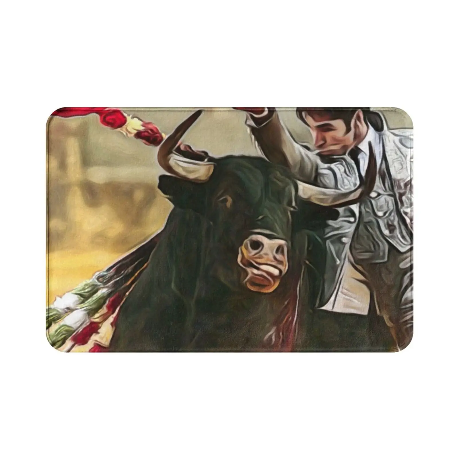 The Silver Bullfighter Carpet Mat Rug Cushion Bull Bullfight Bullfighting Race Spanish Combat On Horseback Bullfighter