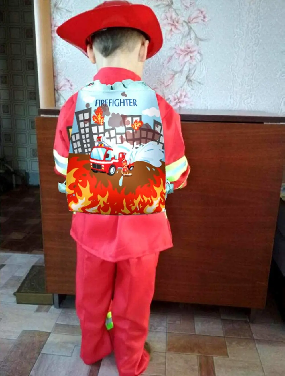 Firetruck Birthday Party Decor Snack Candy Bags Firefighter Drawstring Backpack Fire Party Favor Bags Fireman Theme Supplies