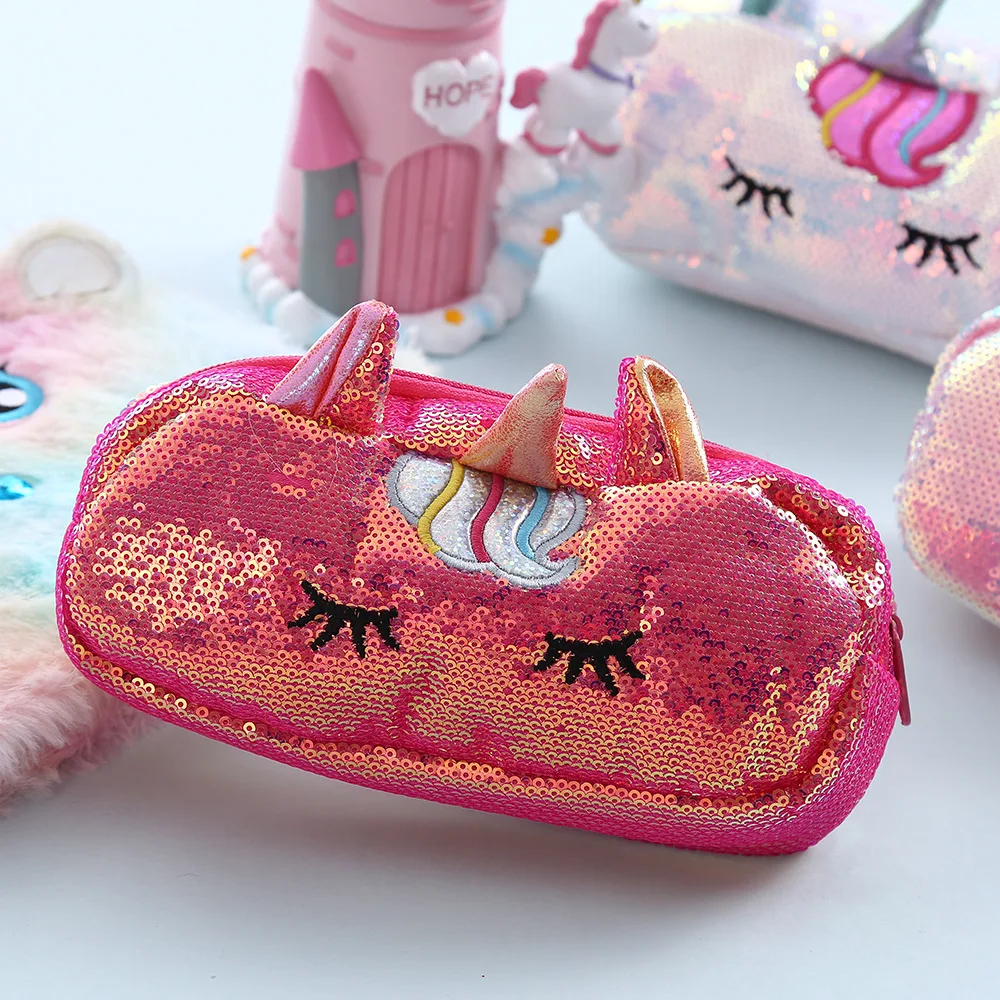 Cute Unicorn Pencil Case Sequin School Pencil Bag Stationery Pencilcase Kawaii Pencilbag For Girls Kids Gifts School Supplies