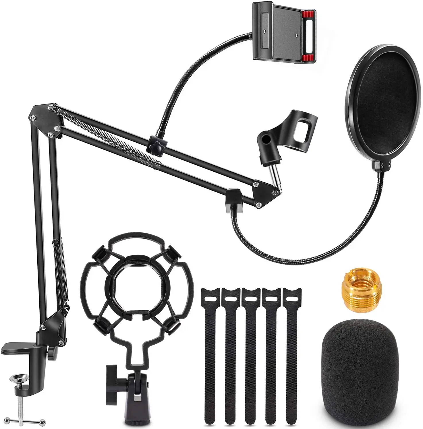 Microphone Stand, Mic arm Desk Adjustable Suspension Boom Scissor for Blue Yeti Snowball & Other Mics for Professional Streaming