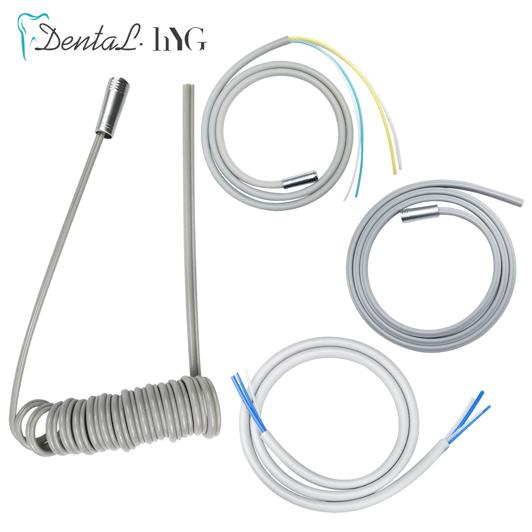 Hose Tubing Handpiece Foot Pedal Silicon Spiral Tube with Connector Dental Chair Accessory for Air Turbine Unit Motor Dental