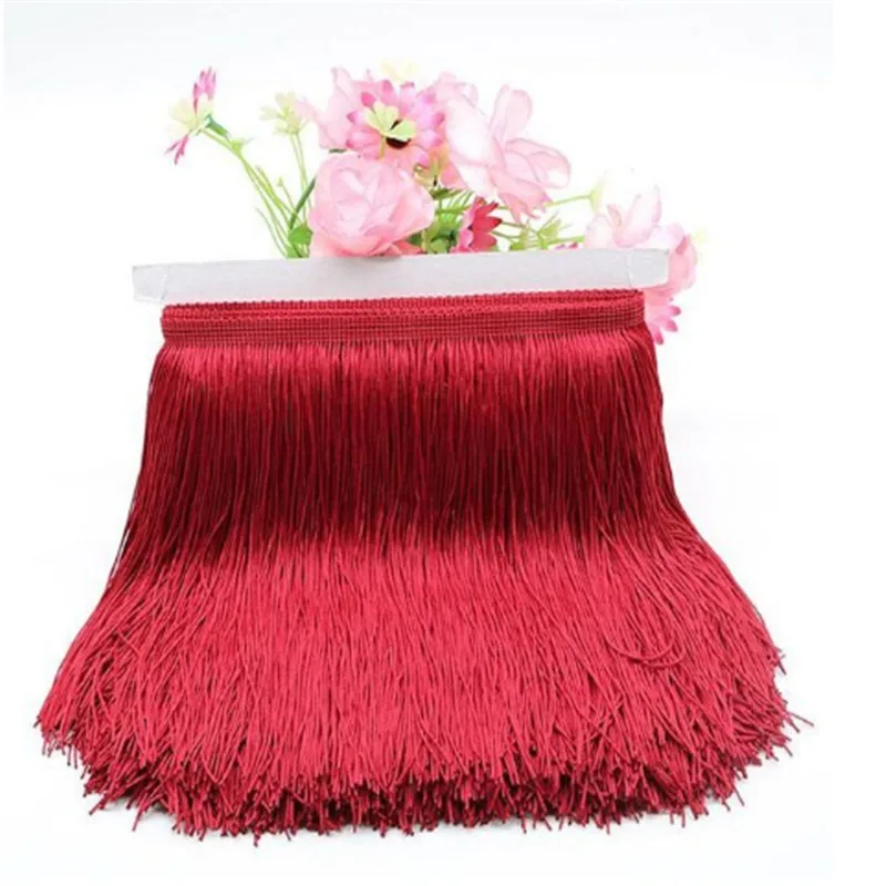 Long Fringe Lace Tassel Polyester Lace Trim Ribbon Latin dance skirt curtain fringes for sewing DIY Accessories SAD01