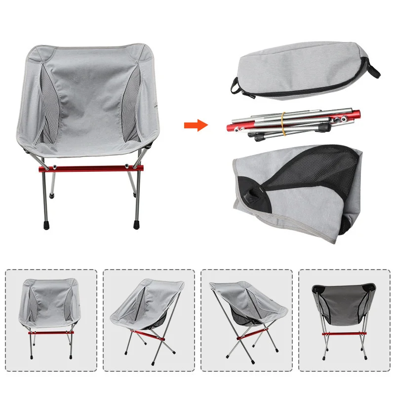 2 PCS Folding Camping Chair Quality Aluminiu Alloy Ultralight Fishing Chair Outdoor Portable Moon Chairs Beach BBQ Picnic Chair