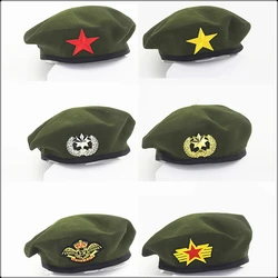 Unisex Army Green Berets Sailor Dance Performance Cosplay Hats Star Emblem Breathable Sailors Hat Walk Travel Navy Military Caps