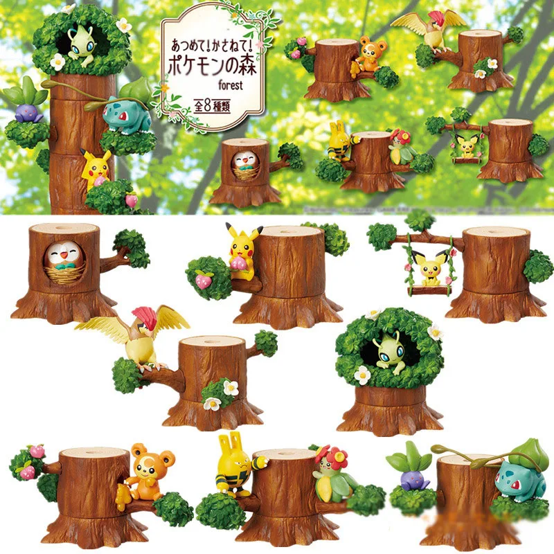 8pcs/set Pika Bulbasaur Celebi Mokurah Electabuzz Pidgeotto Pokemones Anime Figure Pokemones Forest Action Figure Dolls Toy Gift