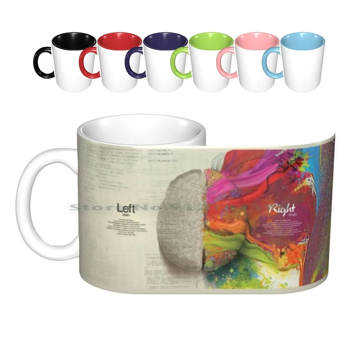 Different Sides Of The Coin Ceramic Mugs Coffee Cups Milk Tea Mug Sides Coin Brain Colors Tan Left Right Thoughtful Fun