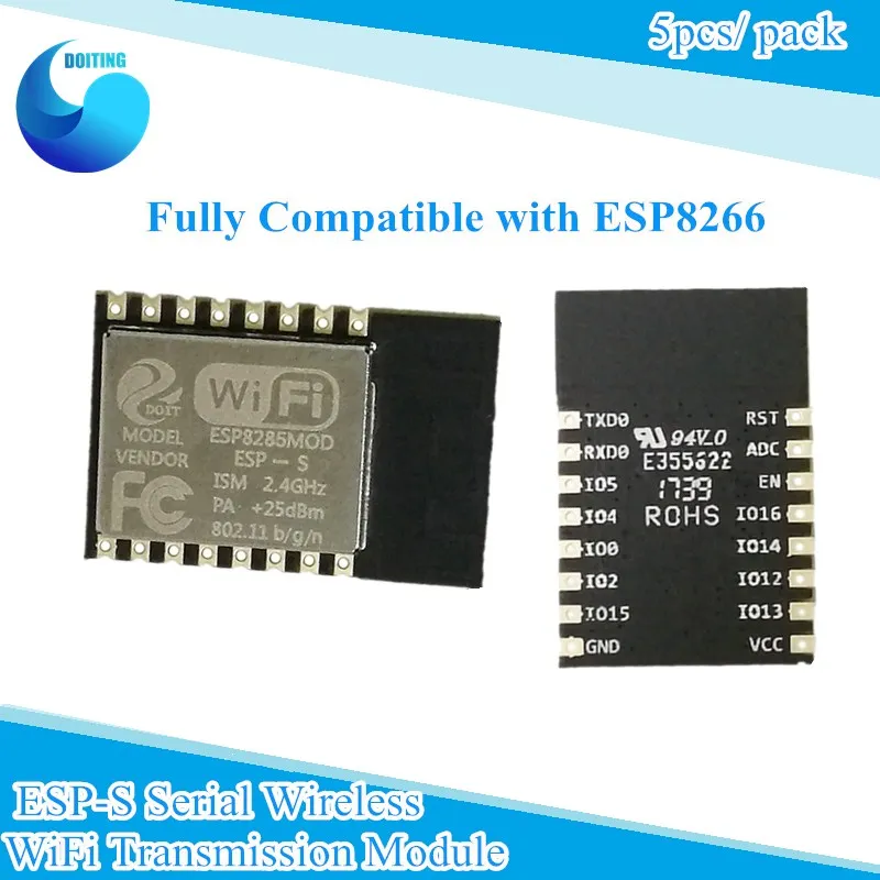 

5pcs/pack ESP-S Serial Wireless WiFi Transmission Module Fully Compatible with ESP8266 Lua IoT long distance ultra