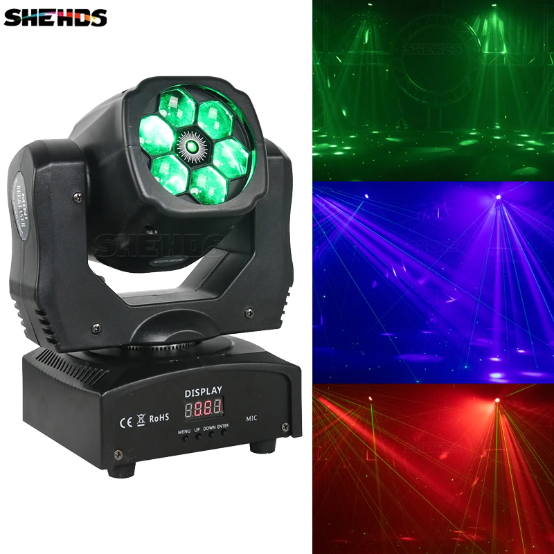 shehds rgbw moving head lighting wash beam dmx controller dj disco bar party 6x15w 01