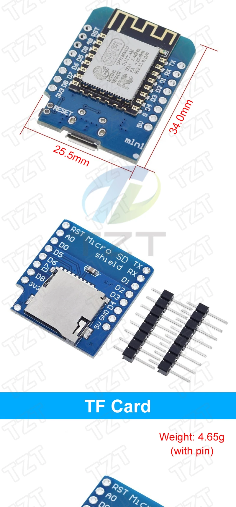 Esp8266 D1 Mini Pro WLAN-Entwicklungsboard Nodeu Ws2812 RGB Dht11 Dht22 Am2302 Relais Ds18b20 Bmp180 Motor für Arduino DIY-Kit – Detail 8