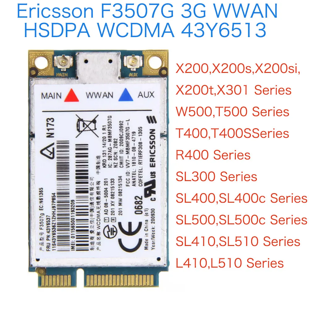 Wireless Adapter Unlocked Ericsson F3507G 3G WWAN HSDPA WCDMA EDGE GPRS GPS 43Y6513 43Y6537 for Thinkpad X200t W500 T500