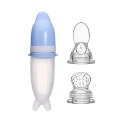 Safe Infant Baby Feeding Bottle Toddler Silicone Squeeze Feeding Spoon Fruit Milk Bottle Baby Training Feeder Food Supplement