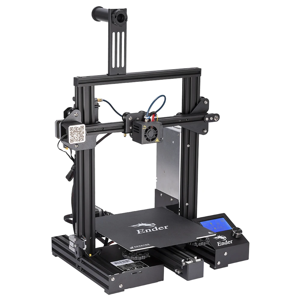 Creality-Ender-3 Impressora 3D com Kit Acessório, Atualizado Ender-3, Conjunto de Vidro, V-slot, Extrusora MK, Retomar Falha de Energia, Impressão