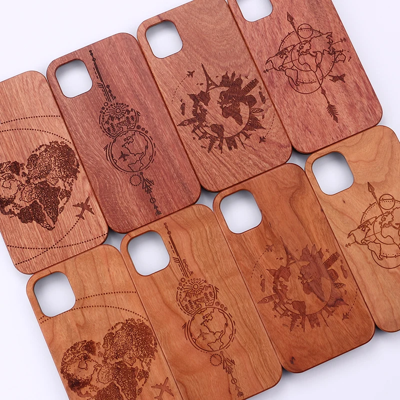 Wooden Slim Case Cover Global Travel Plane Love Funny For iPhone12 13 14 15Pro XR XS Max 7 8 Plus SE 2 2020 12 Mini Phone Cover