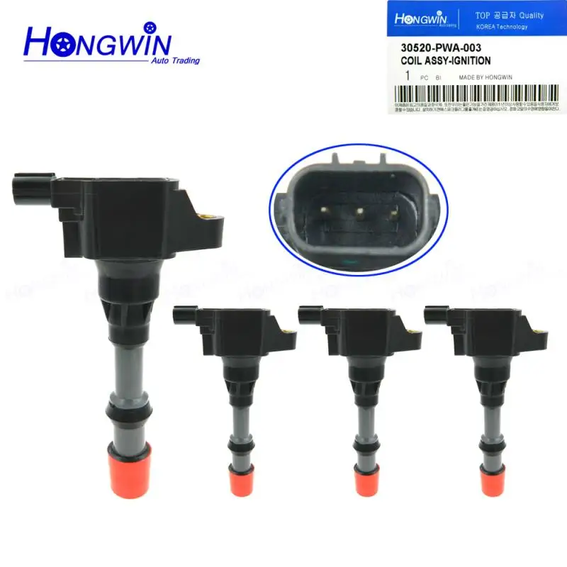 4 Pcs 30520-PWA-003 Ignition Coil For Honda Civic 7 8 VII VIII JAZZ FIT 2 3 II III 30520 PWA 003 30520PWA003 UF373 C687