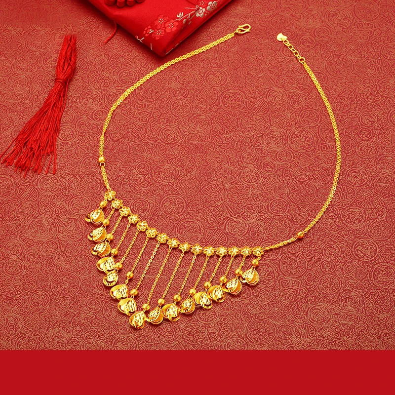 JLZB 24K Pure Gold Necklace Real AU 999 Solid Gold Chain Beautiful  Upscale Trendy Classic Party Fine Jewelry Hot Sell New 2023