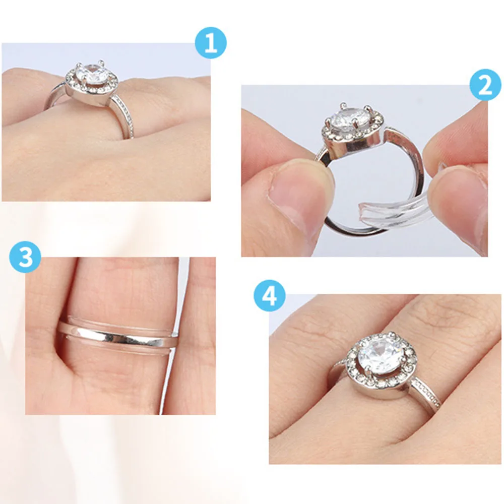 8 Sizes Silicone Invisible Clear Ring Size Adjuster Resizer Loose Rings Reducer Ring Sizer Fit Any Rings Jewelry Tools Useful