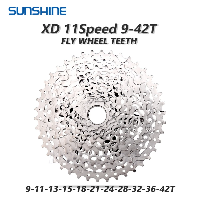 SONNENSCHEIN Mountain Bike Freewheel 11Speed 9-42T 439g Ultralight Cassette Silver MTB Bicycle Flywheel for SRAM XD K7 cassette