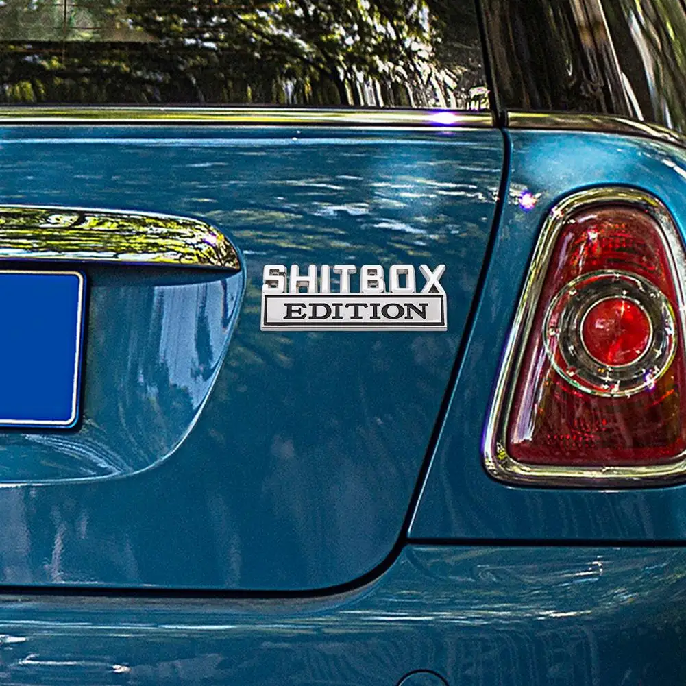 3D SHITBOX Car Sticker Shitbox Edition Badge ABS Shitbox Emblem Big Size Car Decal Car Tail Side Sticker Accessories Suitab