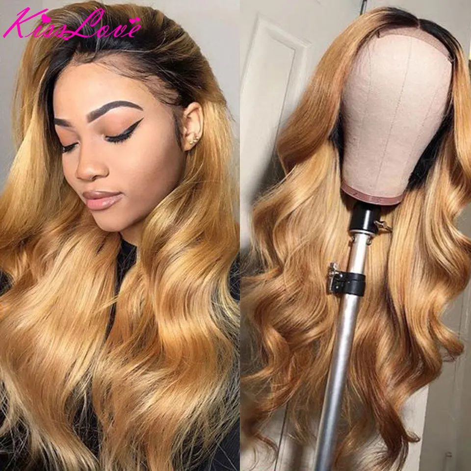 

13x6/13x4 Lace Frontal Human Hair Wigs Ombre Human Hair Wig 4x4 Closure Body Wave Wig 1B/27 Honey Blonde Body Wave Wig Brazilian