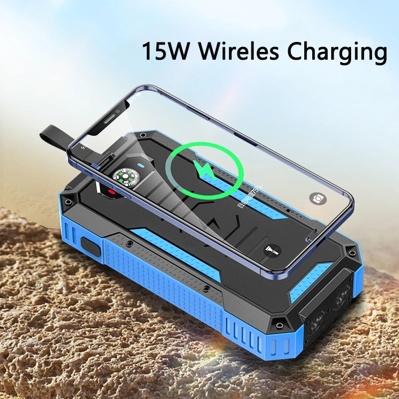 22.5W Fast Charge Solar Power Bank 50000mAh 15W Qi Wireless Charger External Battery Powerbank for iPhone 15 Xiaomi Mobile Phone