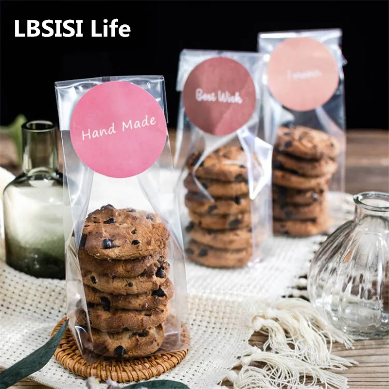 LBSISI Life 50 Uds. Bolsas de plástico transparentes para galletas, postre de Chocolate, Turrón, aperitivos de dulces para embalaje de fiesta de boda y cumpleaños