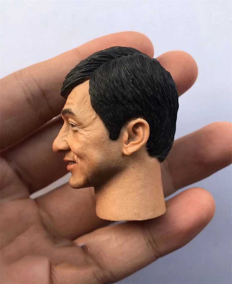 In Stock For Sale 1/6th Agent Jackie Chan Police Smile Face Version Male Head Sculpture For Usual 12inch Doll Action Figure