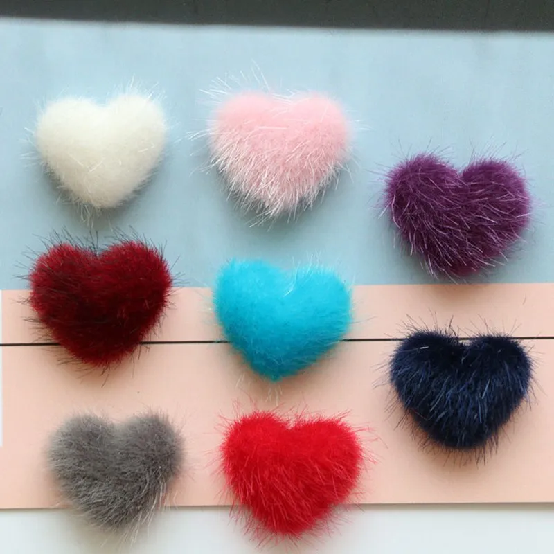 30Pcs Love Heart Pompon Ball Patch Women DIY Earrings Jewelry Making Crafts Material Multicolor Clothing Decoration Supplies